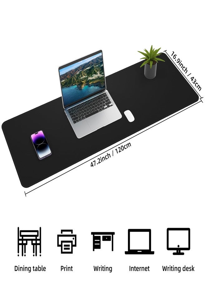 AFIING Large Desk Mat 47.2" x 17" Leather Desk Pad Protector with Natural Cork & PU Leather, Non-Slip Office Desk Mat, Large Mouse Pad, Waterproof Desk Blotter pad for Office&Home(Black) - Image 2